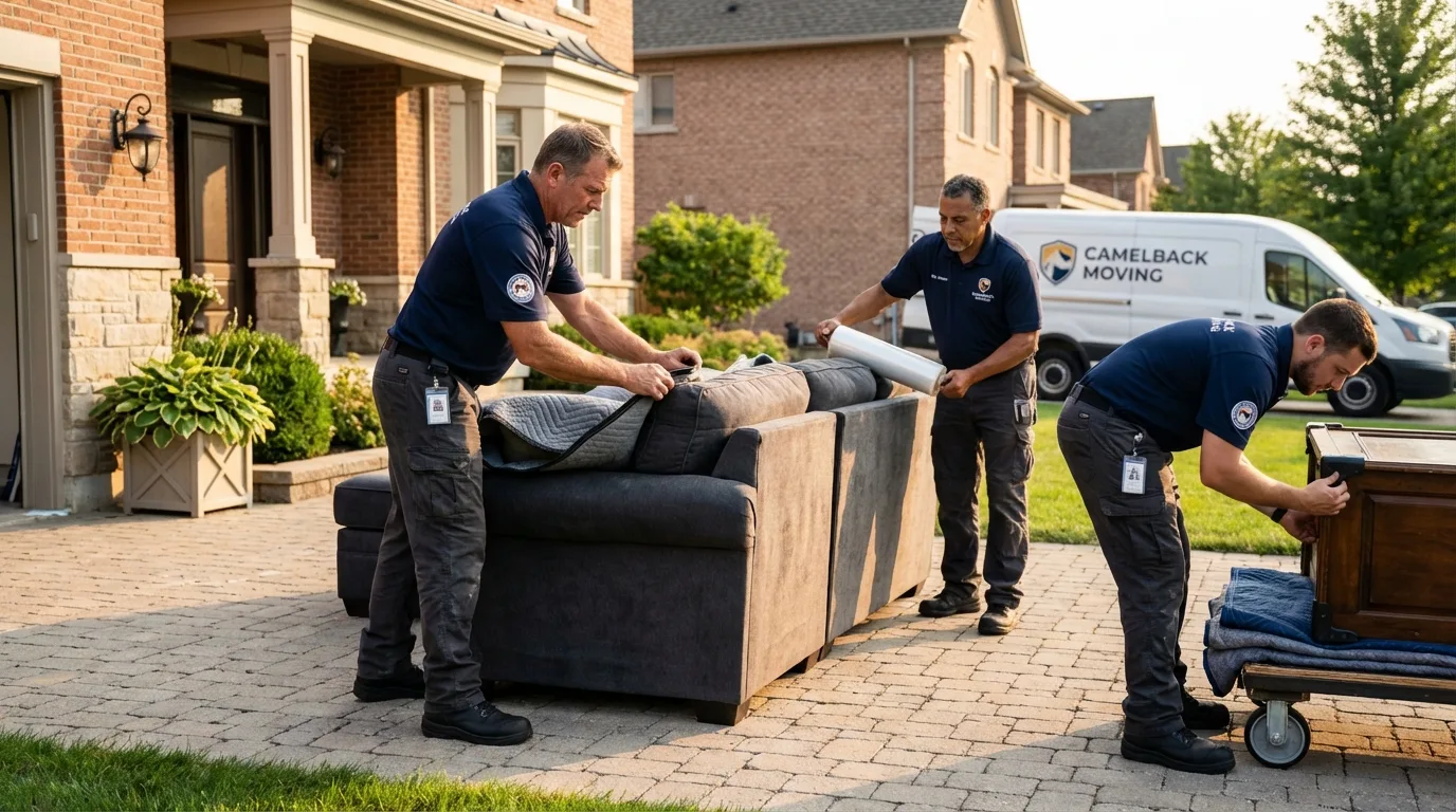 Large estate moving crew wrapping furniture in Plymouth, IN